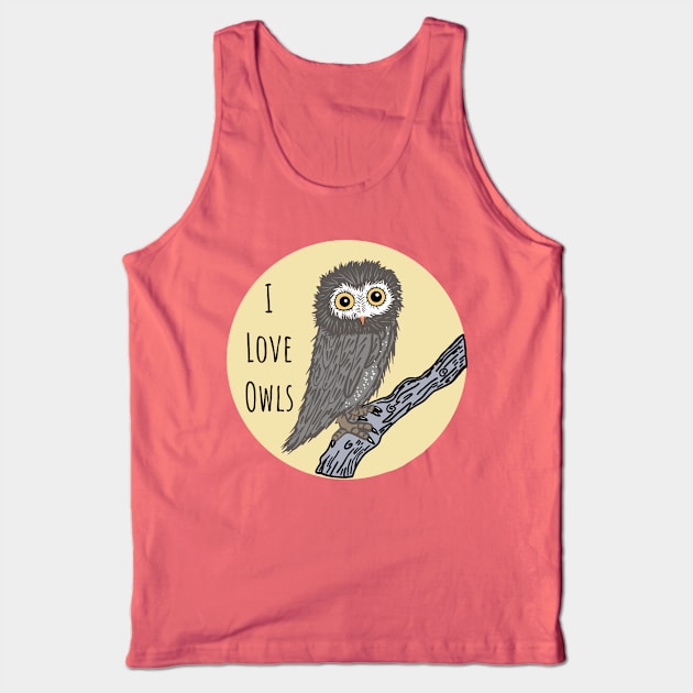 Cute Fuzzy Baby Owl Tank Top by Janpaints